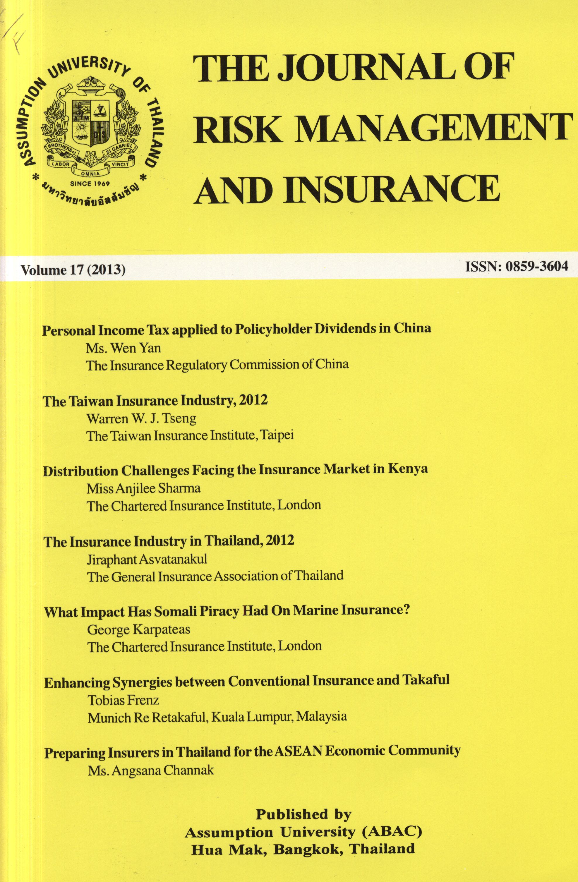 					View Vol. 17 No. 1 (2013): The Journal of Risk Management and Insurance
				