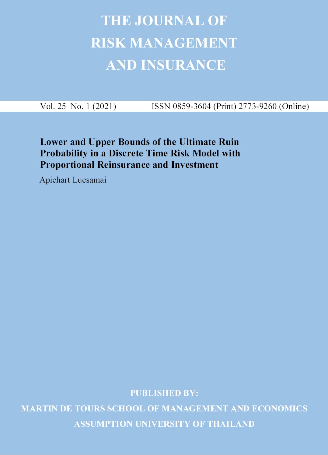 					View Vol. 25 No. 1 (2021): The Journal of Risk Management and Insurance
				