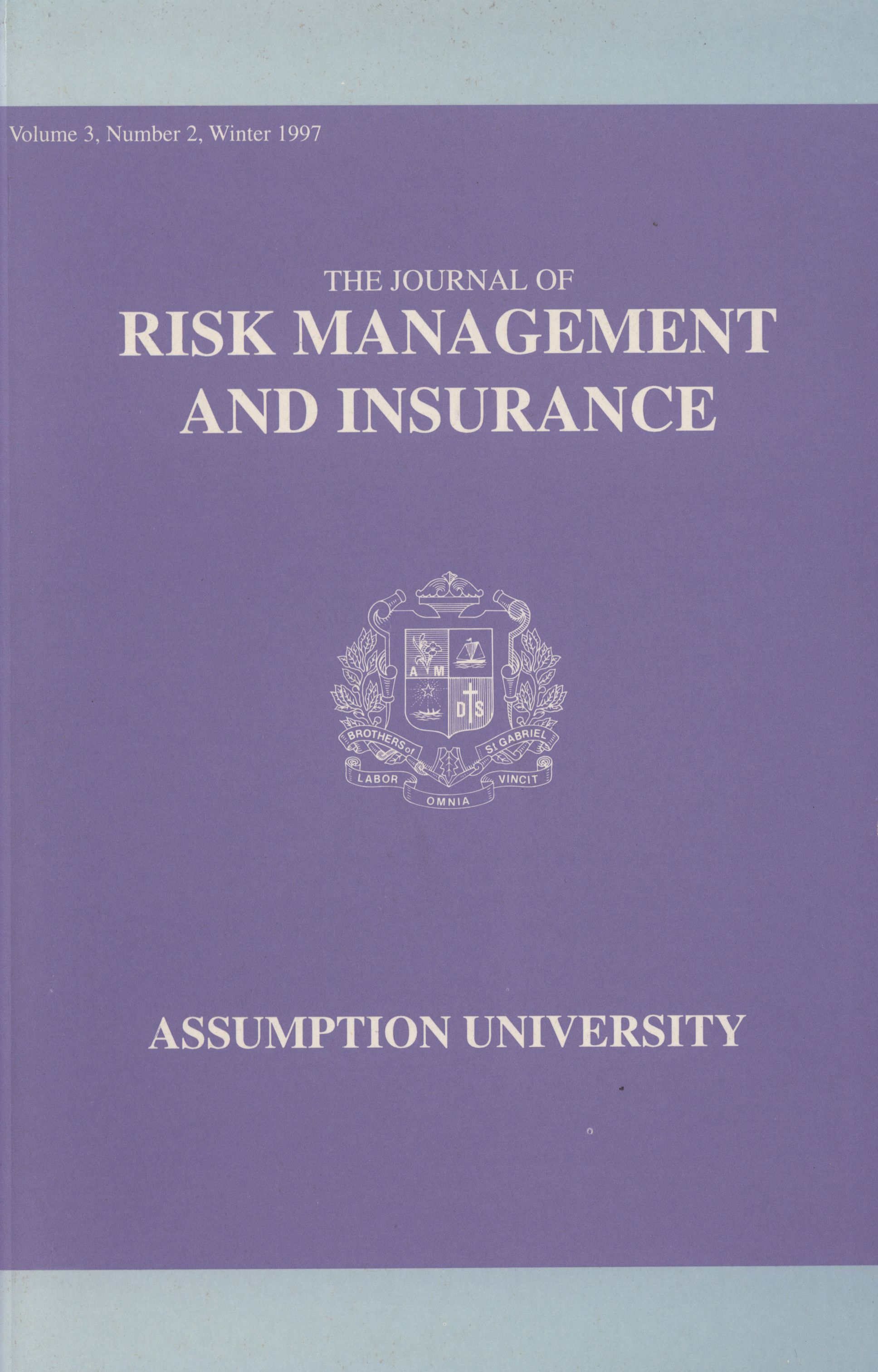 					View Vol. 3 No. 2 (1997): The Journal of Risk Management and Insurance
				
