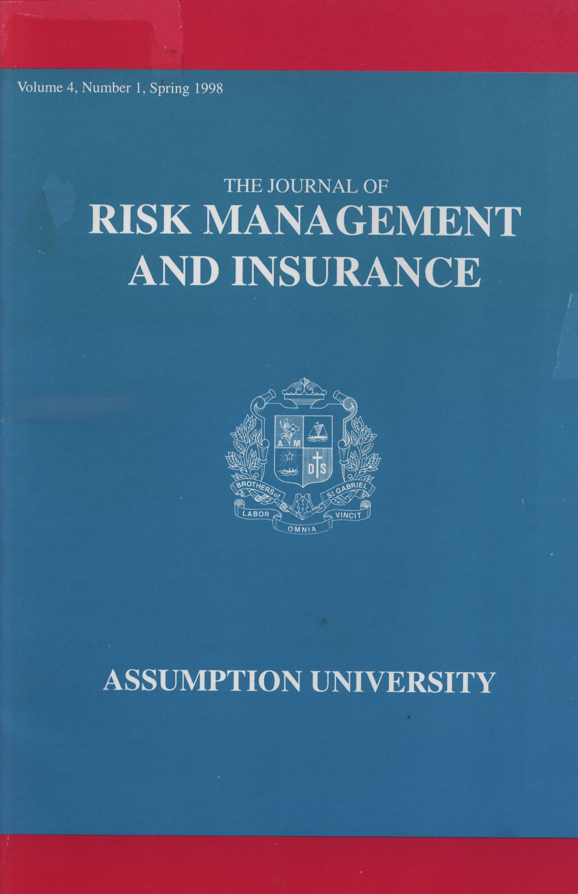 					View Vol. 4 No. 1 (1998): The Journal of Risk Management and Insurance
				