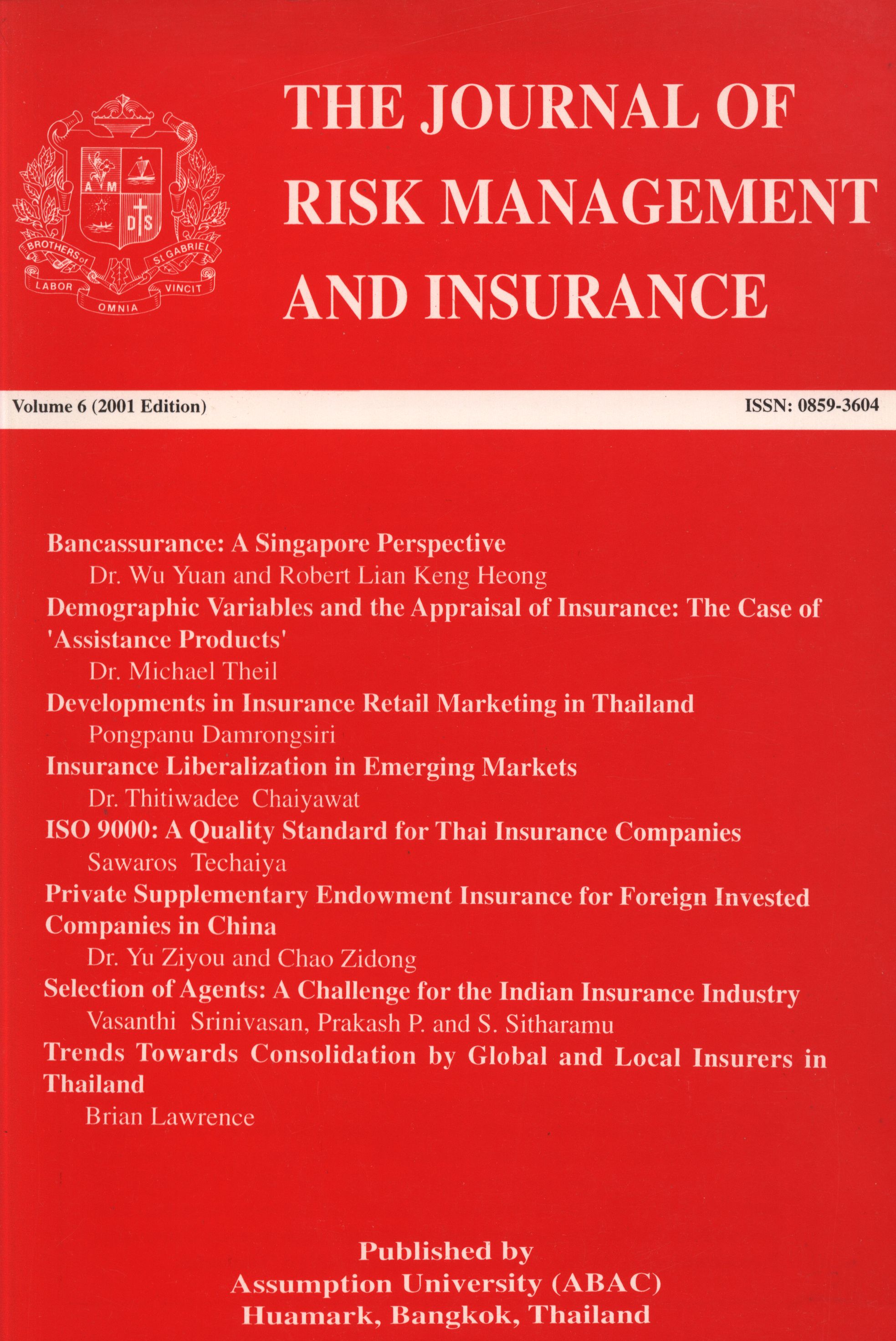 					View Vol. 6 No. 1 (2001): The Journal of Risk Management and Insurance
				
